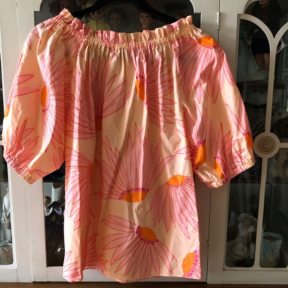 NWOT kate spade Pink Floral Puff-Sleeve Blouse - Picture 3 of 10